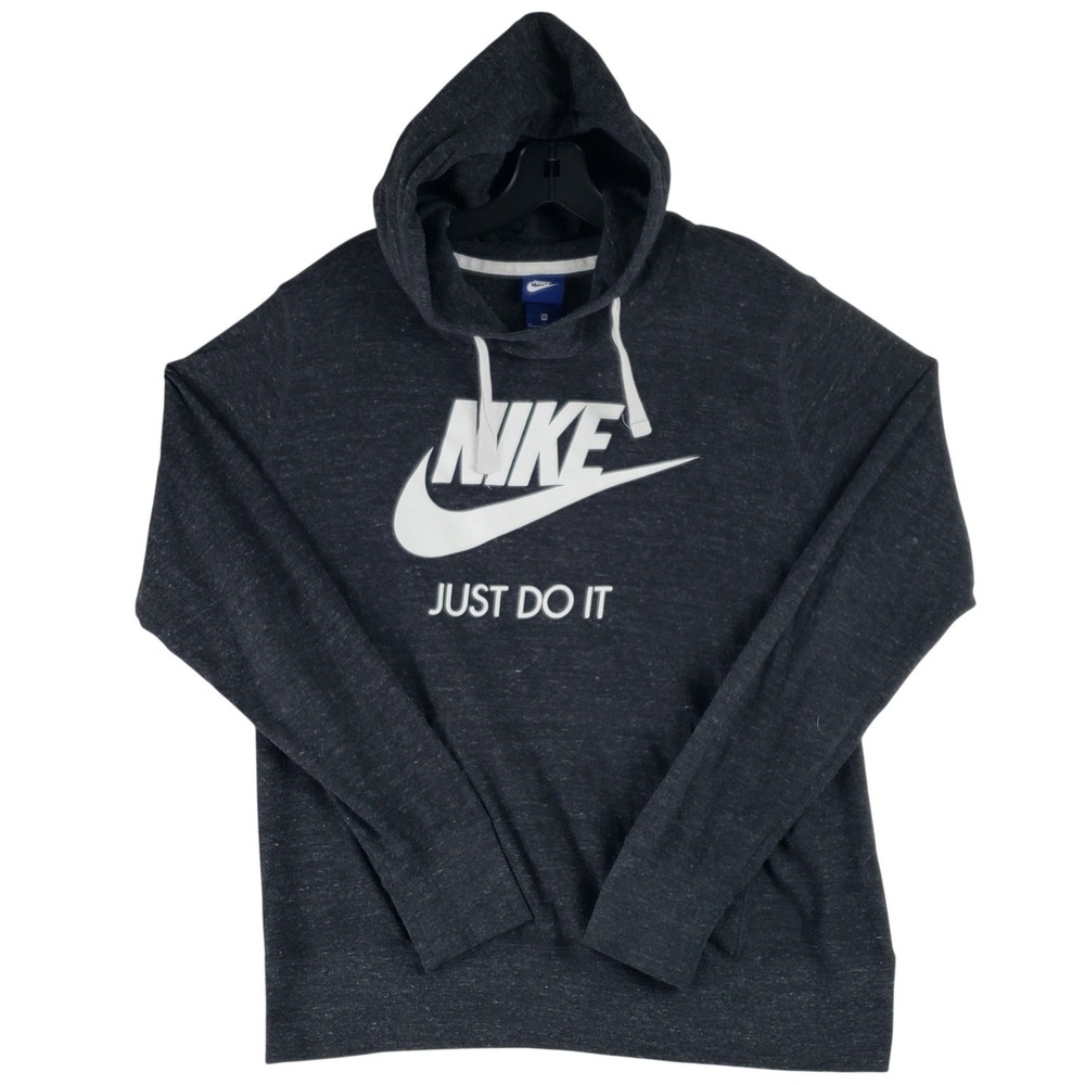 Nike Sportswear Hoodie Mens XL Charcoal Just Do It Logo Pullover Drawstrings Top
